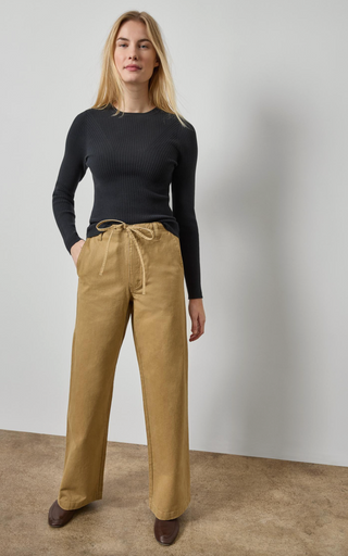 Angled Rib Crewneck Sweater - Black