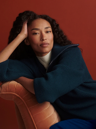 Maura Half Zip Knit Sweater - Sea Blue