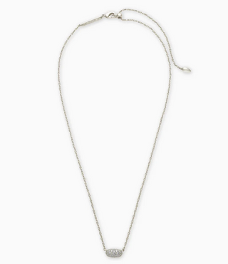 Grayson Crystal Pendant Necklace - Rhodium Metal White Cz