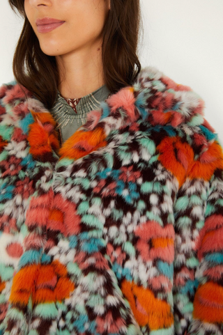 Floral Faux Fur Jacket - Multi