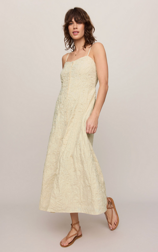 Angel Eyes Textured Midi Dress - Champagne