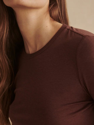 Edna Long Sleeve Fitted Tee - Deep Mahogany