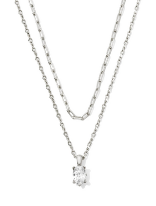 Cailin Multi Strand - Silver White Crystal