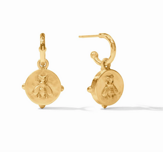Honeybee Hoop and Charm Earring - Iridescent Clear Crystal