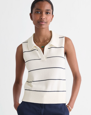 Polo Sweater Tank - Nautical Navy Stripe