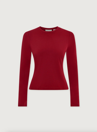 Edna Long Sleeve Fitted Tee - Rumba Rose