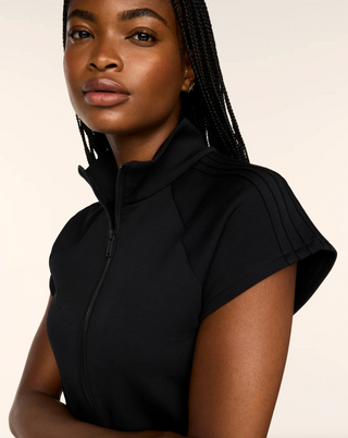 Spanx Airessentials Pintuck Half Zip Jumpsuit - Very Black
