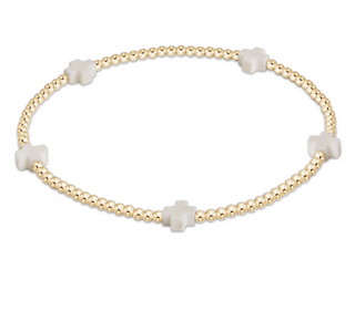 egirl Signature Cross Small 2mm Gold Bracelet - Off-White