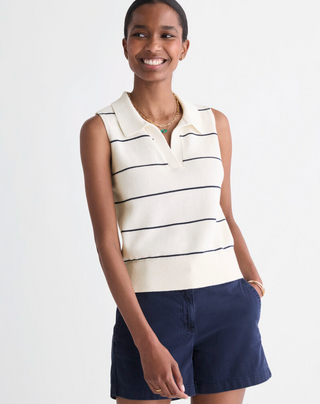 Polo Sweater Tank - Nautical Navy Stripe
