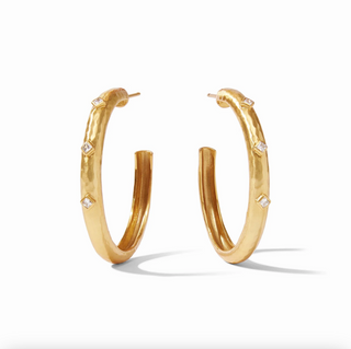 Large Noel Stone Hoop - Gold Cubic Zirconia