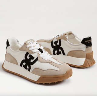 Langley Lace Up Sneaker - White / Tan / Black Suede