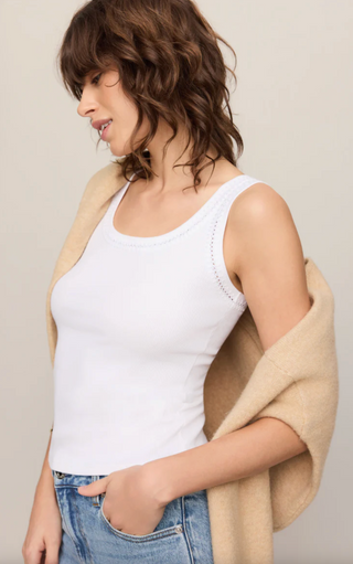 Larkin Embroidered Tank - White
