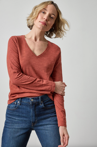 Long Sleeve V-Neck - Henna