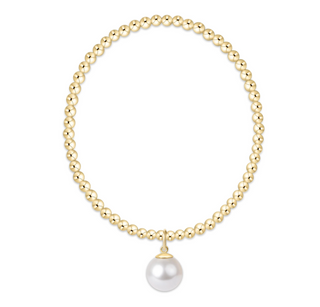 Classic Gold 3mm Bracelet - Classic Pearl 10mm Charm