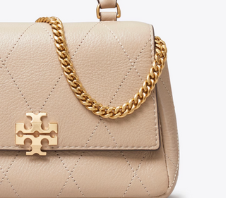 Charlie Quilted Top Handle Chain Wallet - Soft Cement
