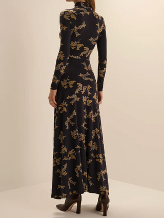 The Lucia Dress - Navy Vine Floral