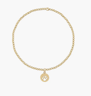 EGirl Classic Gold 2mm Bead Bracelet - Paw Print Small Gold Disc