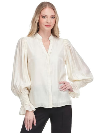 Split V-Neck Blouse - Ivory