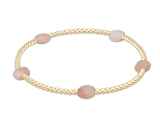 Admire Small Gem 2mm Gold Bracelet - Pink Opal