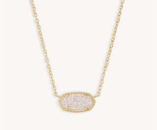 Elisa Short Pendant Necklace - Gold Iridescent Drusy