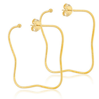 Wiggle Wiggle Square Hoops - Brushed 18K Gold Plated