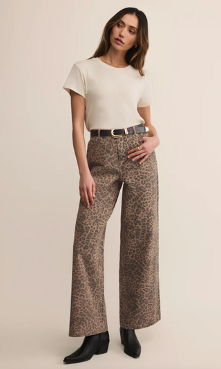 Marli Denim Leopard Pant - Desert Tan