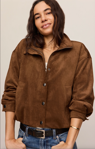 Corin Bubble Hem Jacket - Saddle Suede
