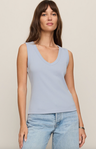 Ellie V-Neck Tank - Skyline