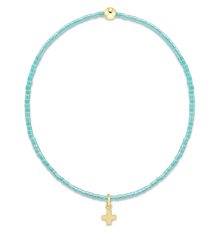 Hope Classic Sea Glass Bracelet - Signature Cross Small Gold Charm
