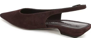 Netty Suede Pointed Toe Kitten Heel Slingback Flats - Cafe Noir