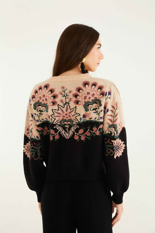 Belle Garden Mixed Knit Cardigan - Marvelous Garden Cream