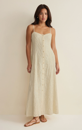 Angel Eyes Textured Midi Dress - Champagne