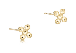 signature cross beaded small gold studs