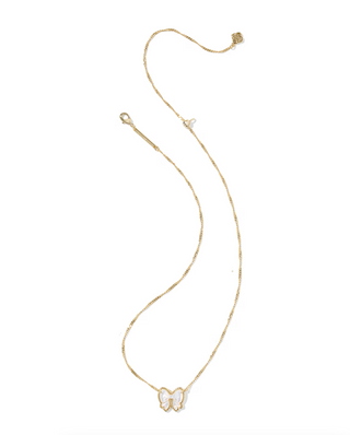 Haley Bow Short Pendant Necklace - Gold Ivory Mother of Pearl