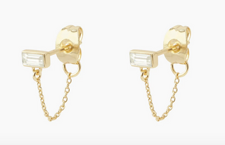 Desi Chain Huggies - Gold / White Crystal
