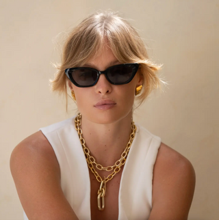 Mia Acetate Cat Eye Womens Sunglasses - Black