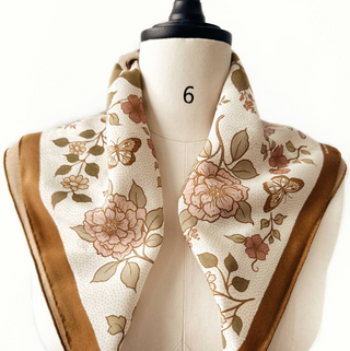 100% Silk Bandana Western Floral & Butterfly  – 23” Square