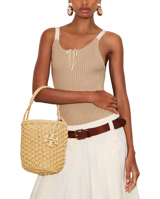 Ella Hand-Crocheted Popcorn Stitch Bucket Bag - Natural