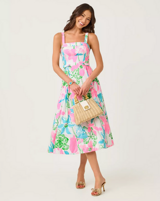 Rissy Midi Dress - Resort White / Viney Liney