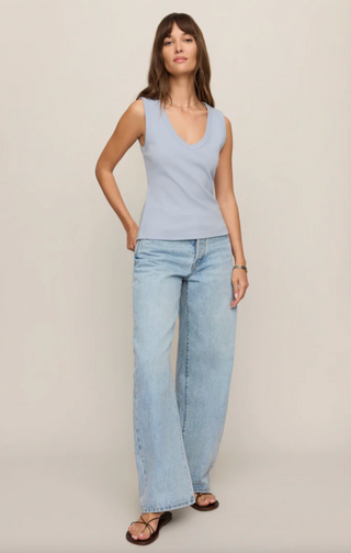 Ellie V-Neck Tank - Skyline
