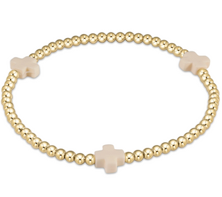 Signature Cross 3MM Gold Bracelet - Off White