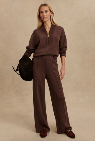 Sally Half Zip Sweater - Coffee Bean Marl