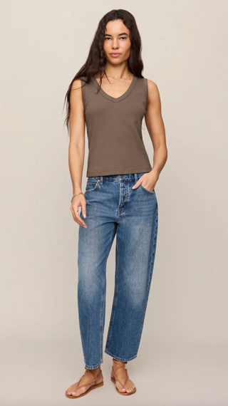 Ellie V-Neck Tank - Pebble Coast