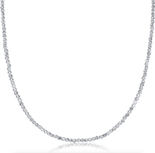 17" Choker Bright Silver Faceted Hematite 2mm Bead