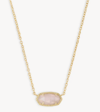 Elisa Short Pendant Necklace - Gold Rose Quartz