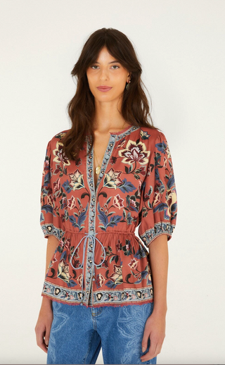 Floral Beauty Tapestry Blouse - Blush Pink