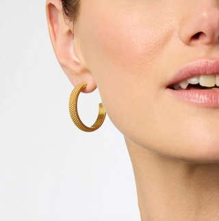 Beaded Eternity Hoop-Cabochon-Gold-M