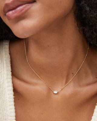 Mini Elisa Satellite Short Pendant Necklace - Gold Ivory Mother Of Pearl