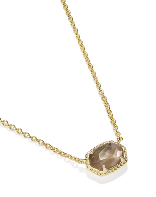 Daphne Frame Short Pendant Necklace - Gold Taupe Mother of Pearl