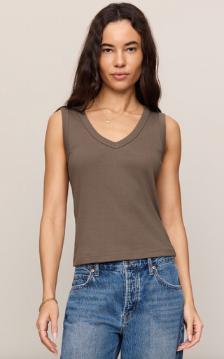 Ellie V-Neck Tank - Pebble Coast